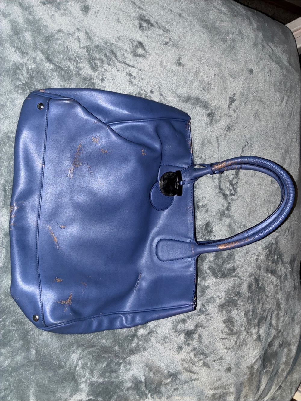 Salvatore Ferragamo Blue Leather Tote Classic Women’s Purse Handbag - Picture 13 of 13